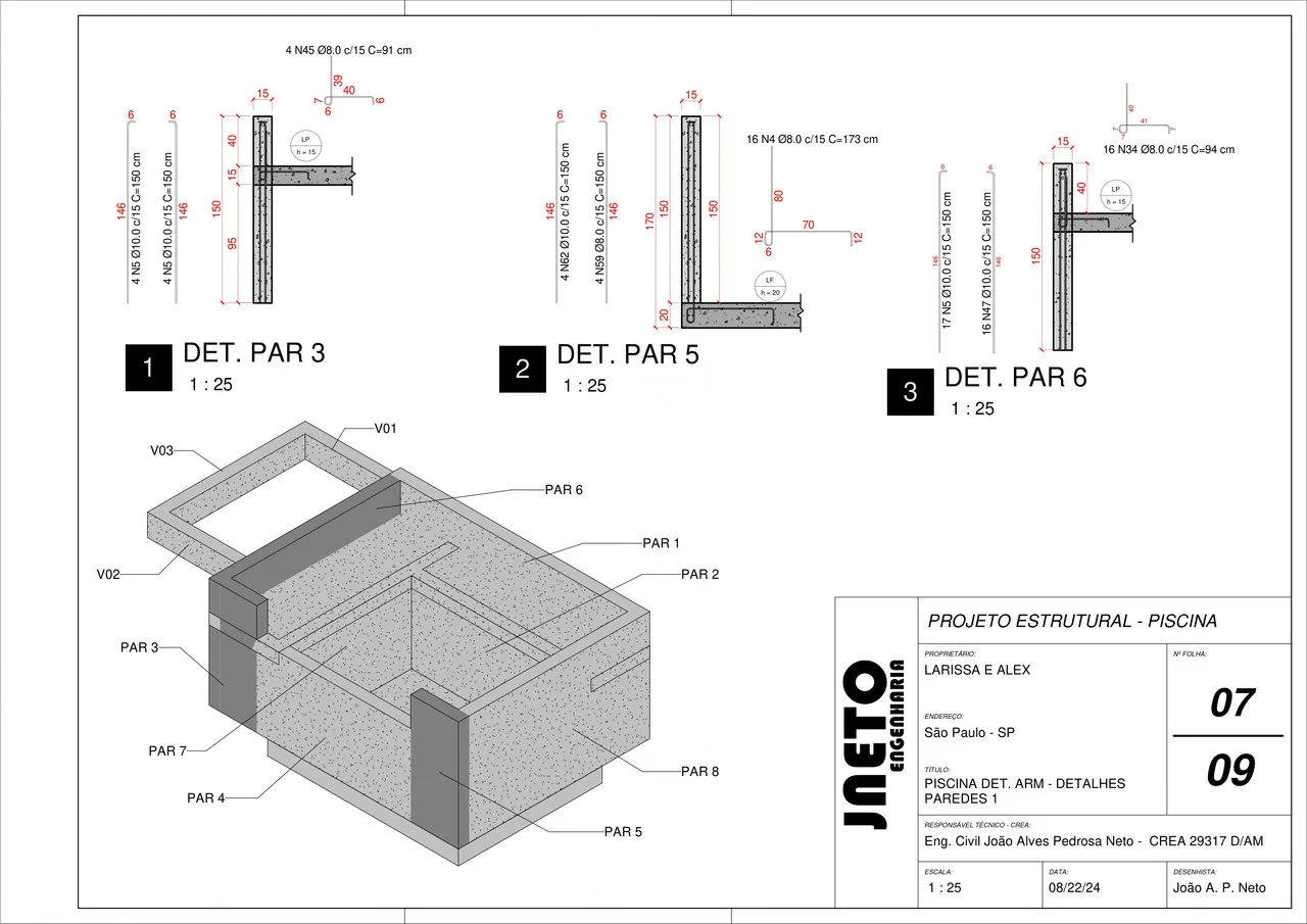 Projeto de piscina do aluno João Neto
